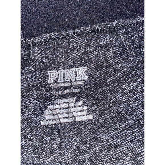 Pink women's soft dark grey elastic waist tapered ankle sleepwear pants size Lg - Picture 5 of 9